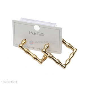 Good quality rectangular chunky bamboo earrings gemetric alloy earrings