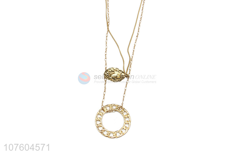 New products 2 tier choker necklace cool circle pendant necklace