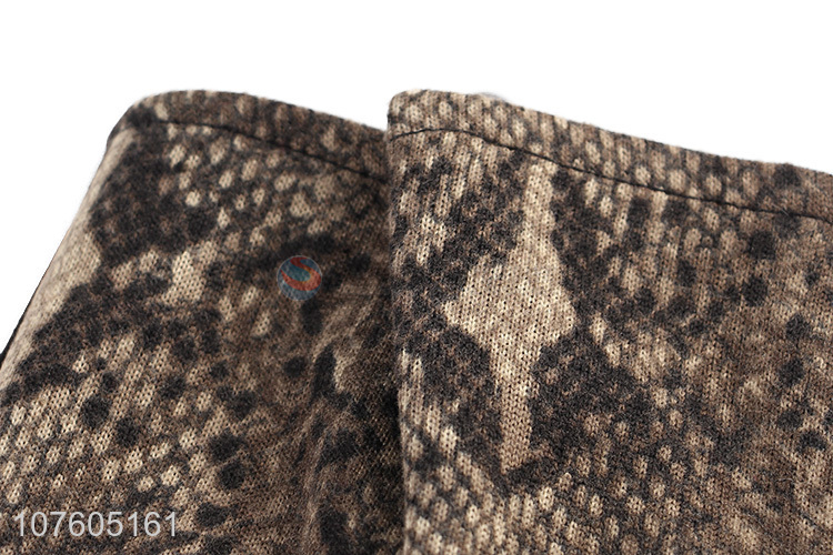 Fashion women winter gloves snakeskin printed fleece lined gloves