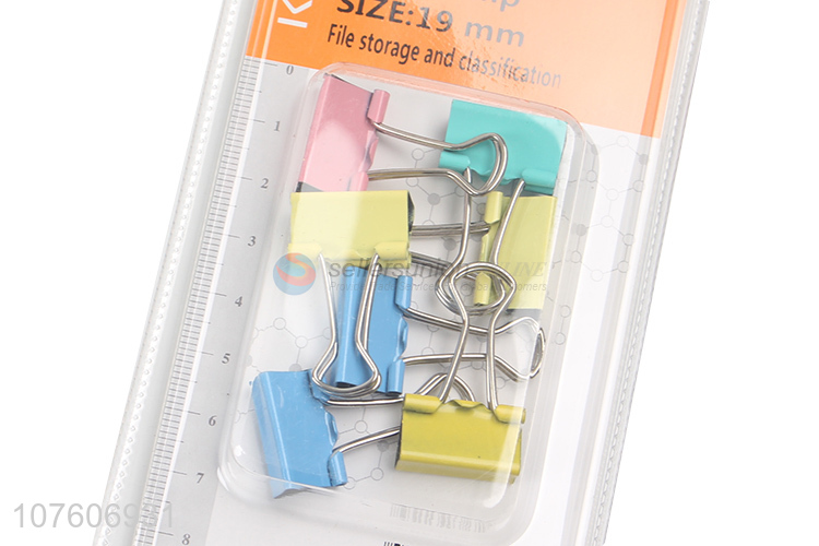 Fashion 7 Pieces Colorful Binder Clip Paper Clamps Set