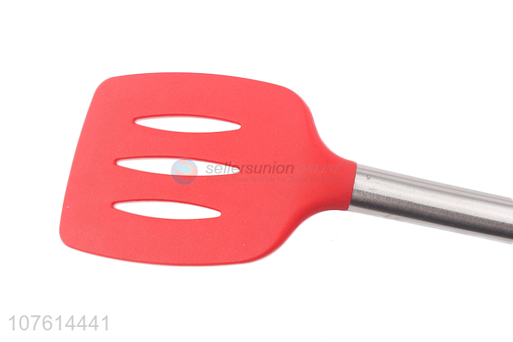 Promotional stainless steel handle silicone slotted turner kitchen products