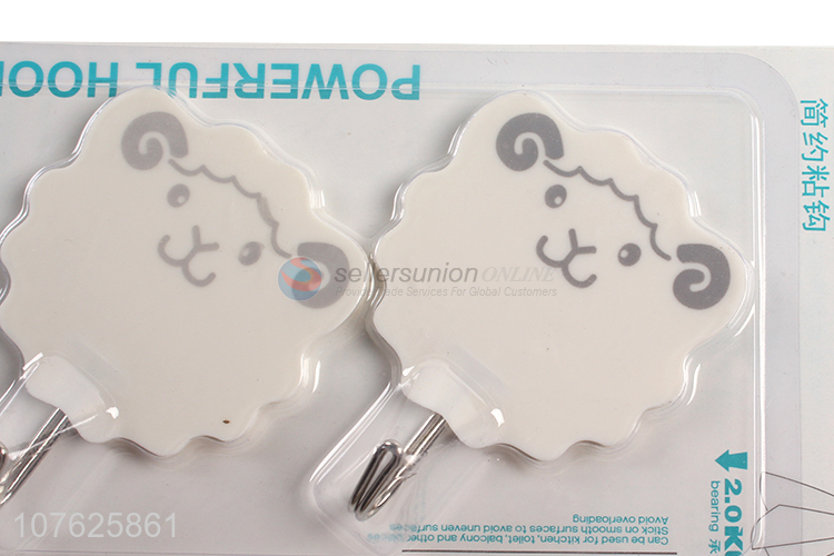 Factory price cartoon sheep adhesive wall hooks traceless sticky hooks