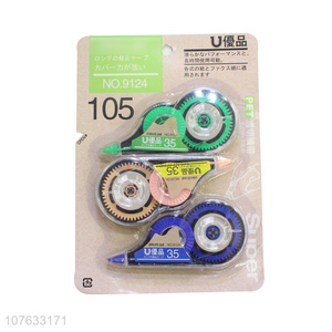 Top Quality 3 Pieces Transparent Plastic Correction Tape Set