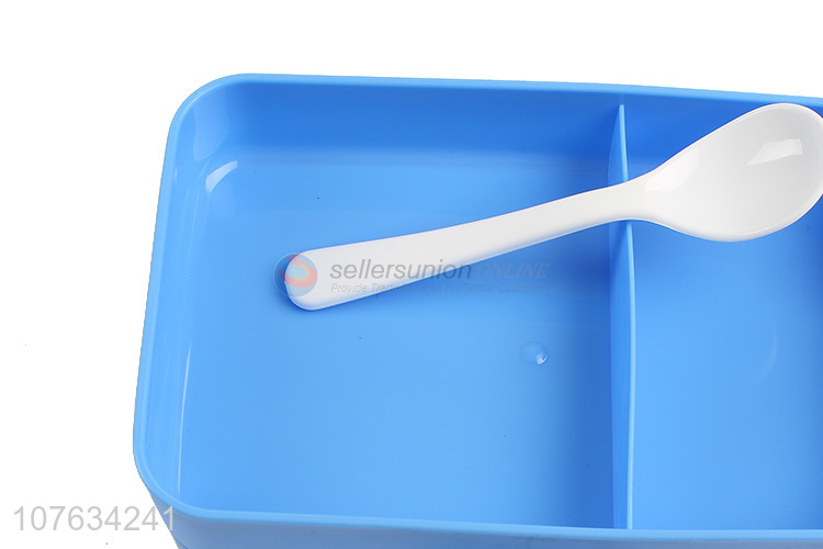 Hot selling reusable 2 tier plastic lunch box with spoon