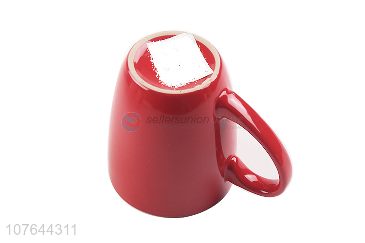 Simple design red good quality ceramic water cup with low price