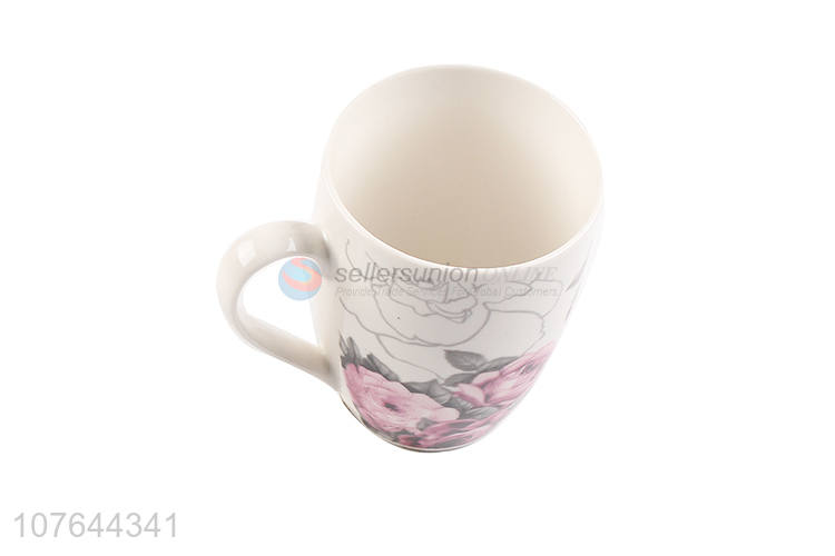 Flowers printing colourful durable ceramic water cup milk mug for household