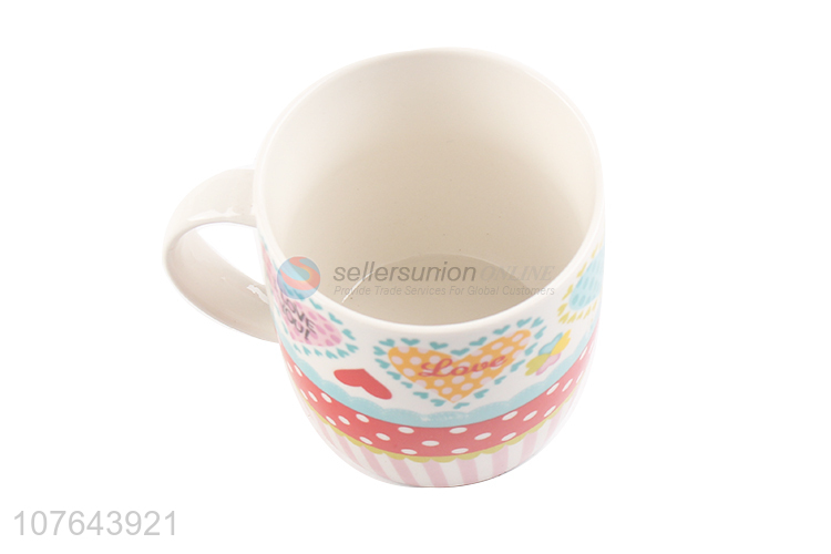 Heart printing creative design good quality ceramic water cup