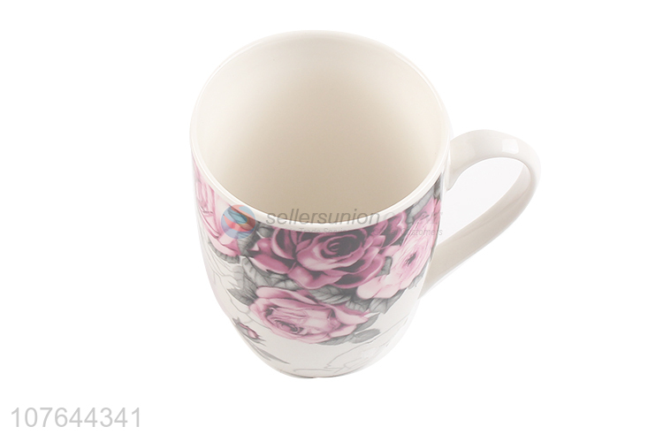 Flowers printing colourful durable ceramic water cup milk mug for household