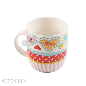 Heart printing creative design good quality ceramic water cup