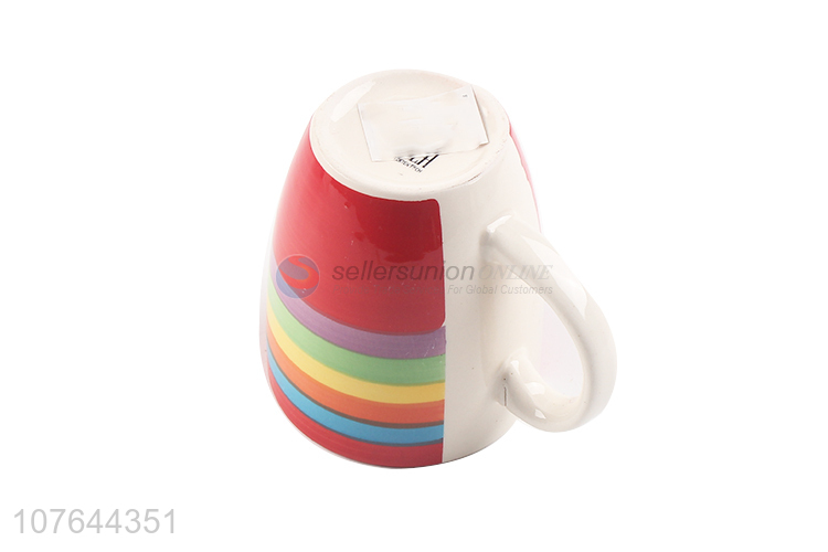 Colourful stripe printed top quality ceramic water cup for gifts