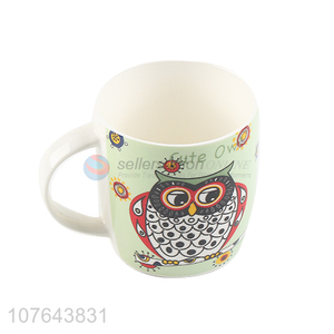 Novel design animal printing cheap price ceramic handgrip cup