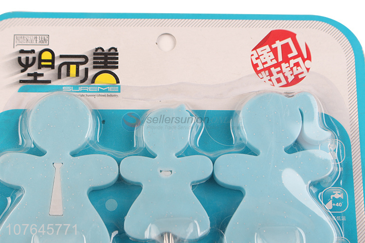 Creative Design 3 Pieces Human Shape Sticky Hook Wall Adhesive Hook