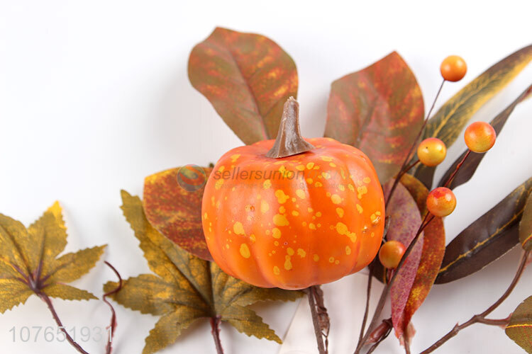 Low price autumn leaves decoration small pumpkin sprigs