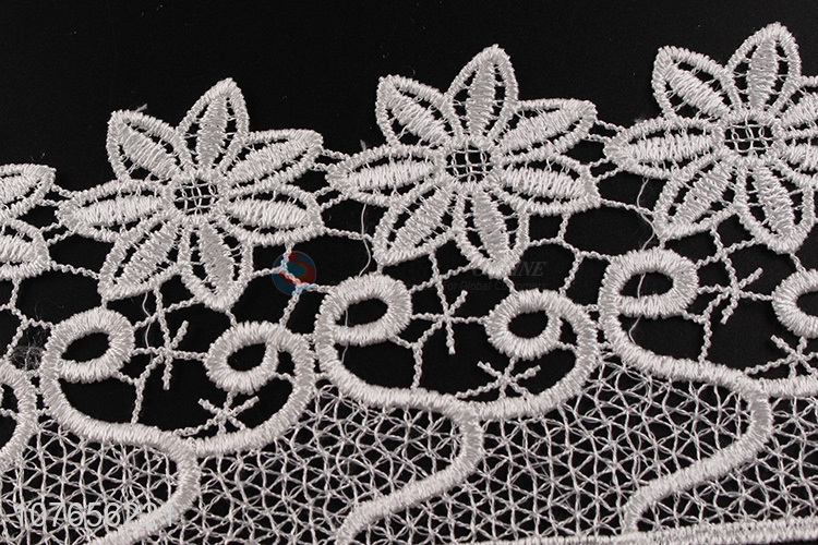 Latest design white flower satin ribbon lace for garment decoration