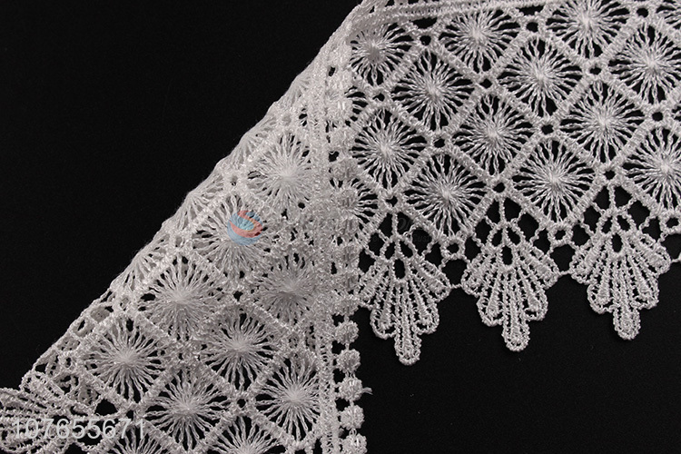 High quality custom white polyester lace trim weaving ribbon for clothing