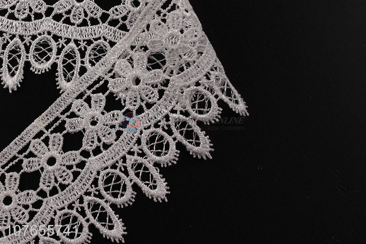 Hot sale white flower wide  ribbon knitting lace trim