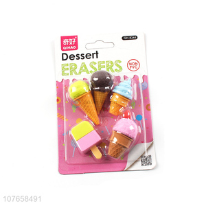 Various styles of retail ice cream desserts erasers