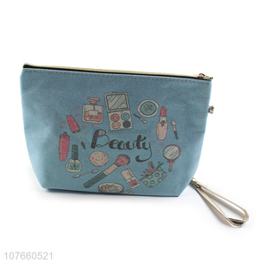 Hot sale sky blue detachable hand strap makeup bag cosmetic bag