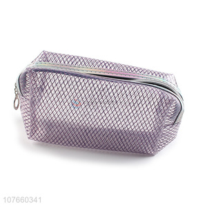 Hot sale grid pattern EVA zipper design portable cosmetic bag