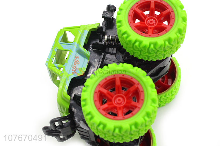 Children's fluorescent green push-pull toy car stunt off-road toy car