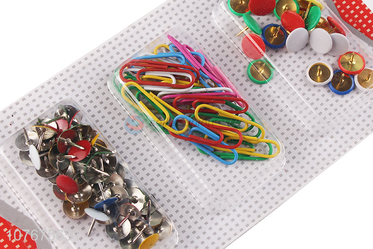 Wholesale hot sale office stationery drawing pin and paper clip set