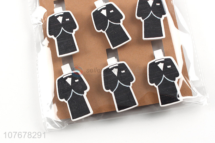 Cartoon wooden clip creative photo clip cartoon gentleman suit wooden clip