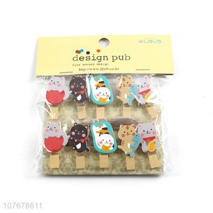 Creative Stationery Snacks Memo Clip Photo Clip Cartoon Animal Wooden Clip