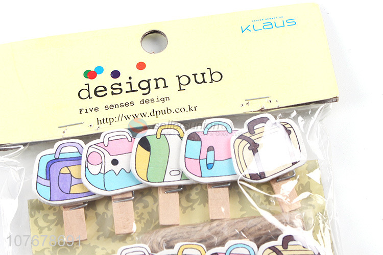 Newly launched cartoon patch clip green color wood clip set