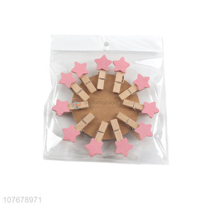 Direct sales shop decoration greeting card clip pink star wooden clip