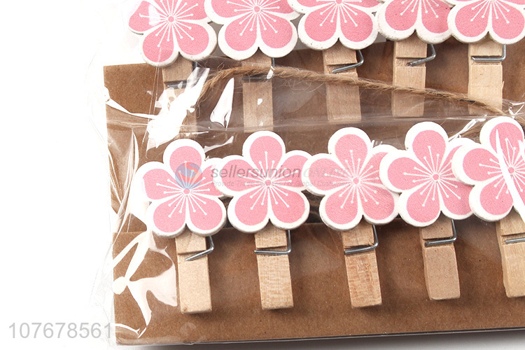 Popular cartoon wooden clip creative card holder Peach blossom wooden clip