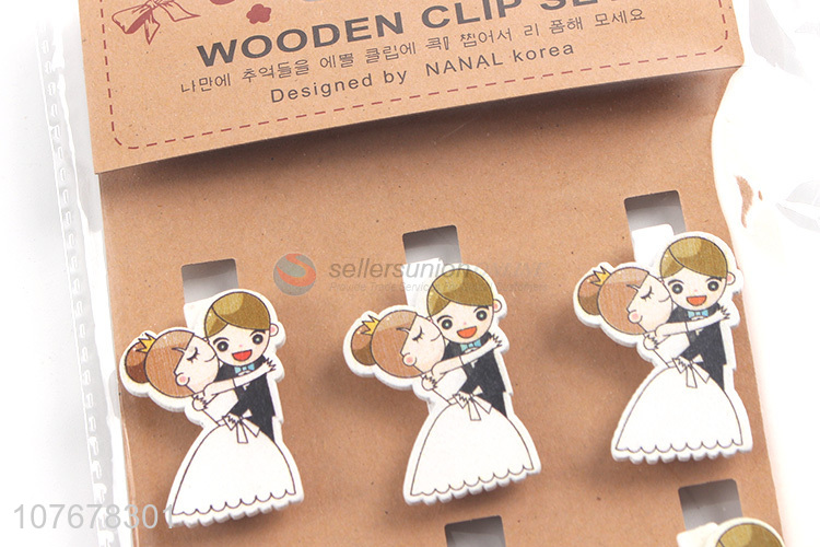 Creative wedding party decoration photo clip wooden bride and groom wooden clip