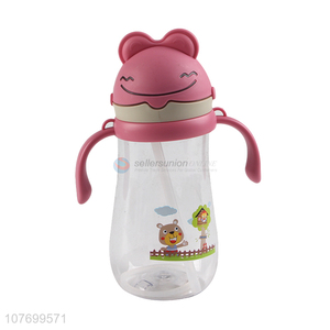 New style anti-dropping water cup with handle cartoon pattern children straw