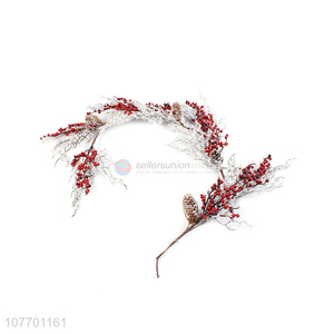 Hot product Xmas decoration long vine with pinecone and red brerry