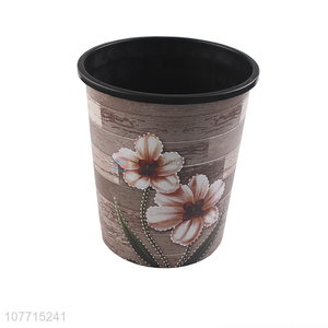 Fashion Printing Plastic Garbage Bin Round Trash Can For Sale