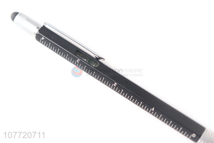 Hot selling stationery multifunctional rotating metal ball pen ruler pen