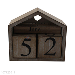 Creative Design Home Decoration Vintage Wooden Blocks Calendar