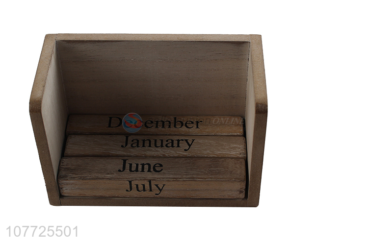 Good Sale Vintage Home Office Desktop Decorative Wooden Blocks Calendar