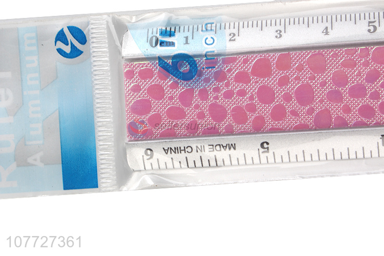 Good quality stationery 15cm metal straight ruler aluminum ruler