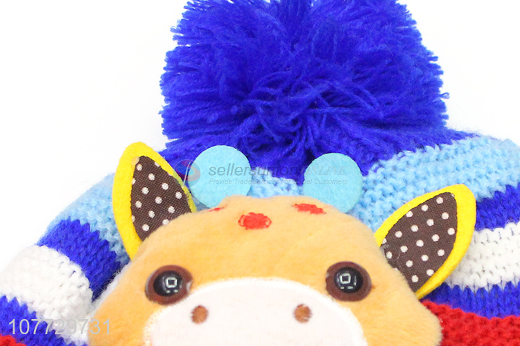 Wholesale cartoon animal toddler outdoor thermal knitted earmuff beanie cap