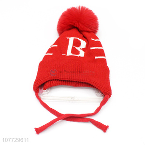 Hot products toddler boys girls outdoor jacquard pompom beanie