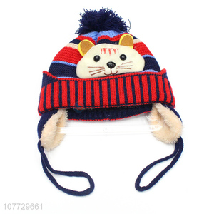 Recent products cartoon animal children beanies kids winter hat with earflaps