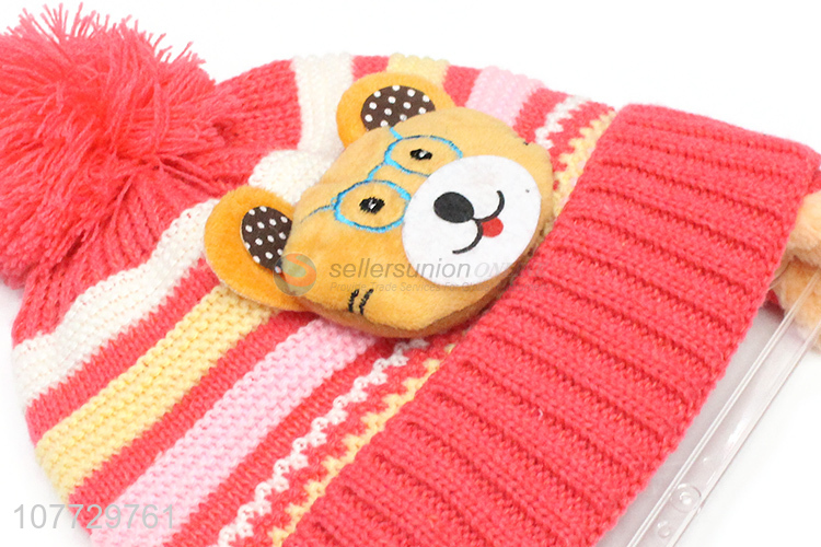 Top seller cartoon animal children earmuff hat toddler cuffed beanie cap