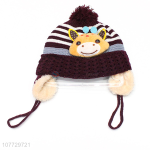 Best selling cartoon animal kids winter hat boys girls cuffed beanie hat