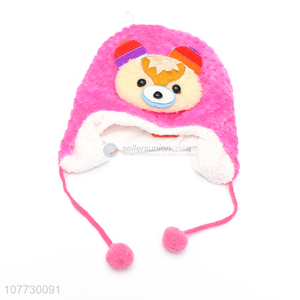 Hot selling cartoon animal children beanies kids winter hat with earflaps