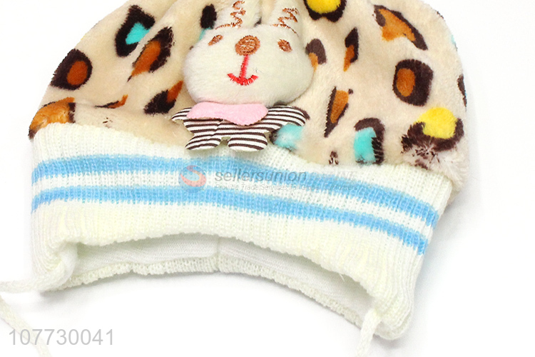 Wholesale cartoon animal kids knitting hat unisex winter cuffed beanies
