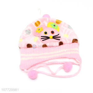 Good quality cartoon animal toddler outdoor thermal knitted earmuff beanie cap