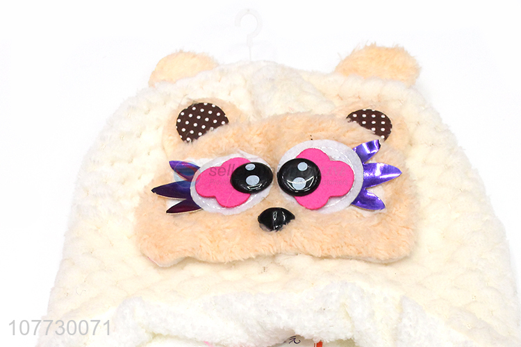 Top seller cartoon animal toddler outdoor thermal knitted earmuff beanie cap