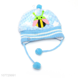 Hot sale cartoon animal kids winter cuffed beanie children knitted hat