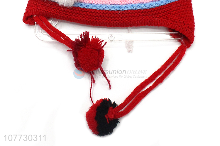 China factory toddler pompom beanie cap children winter cuffed beanie hat