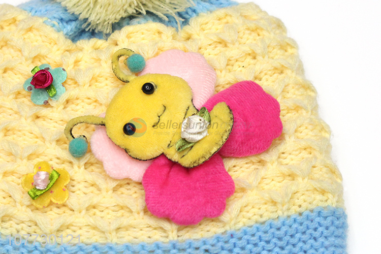Most popular cartoon animal children winter acrylic knitting hat with earflaps
